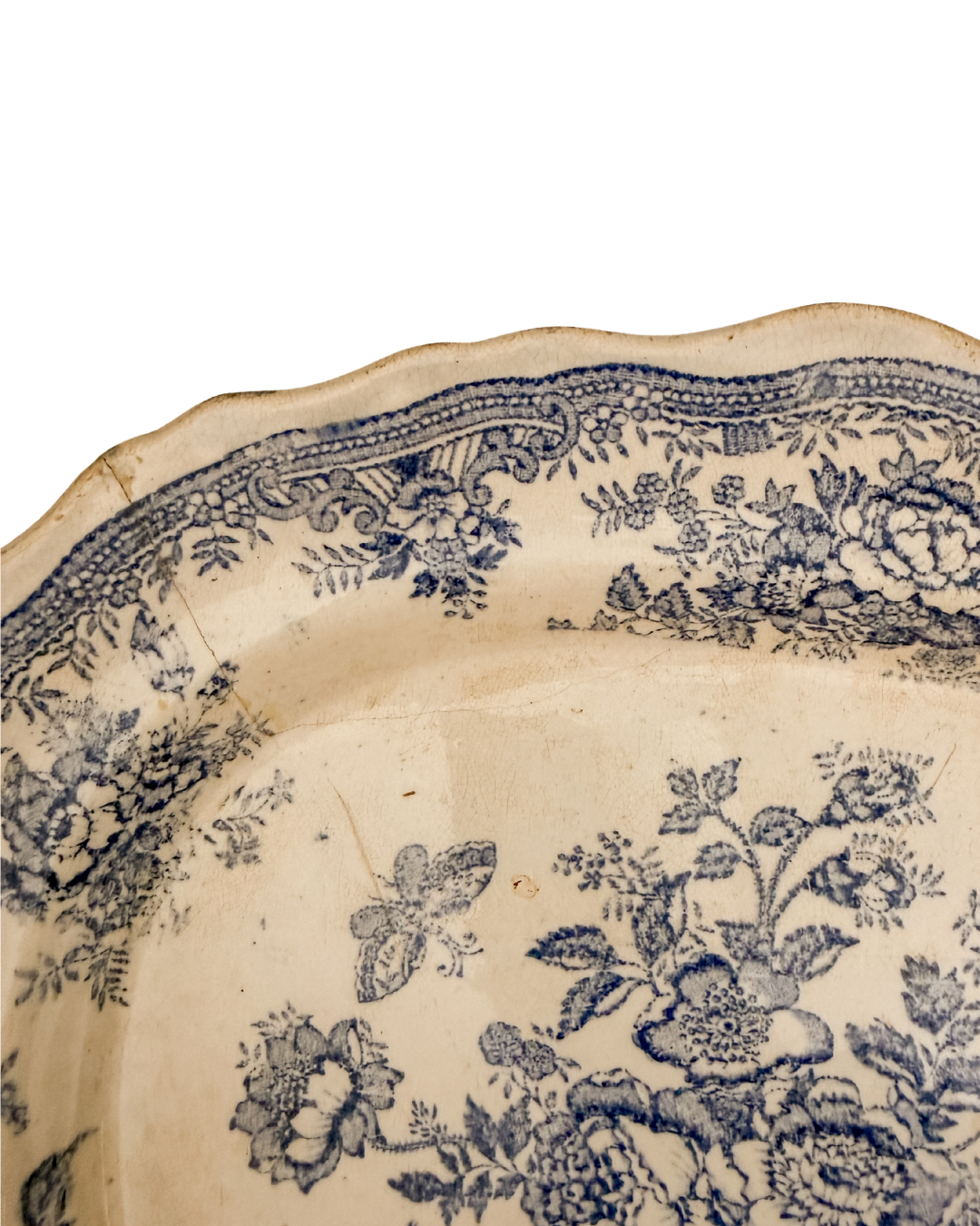 Antique English Transferware Asiatic Pheasant Platter | denim blue