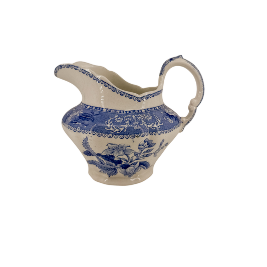 Antique English Blue Creamer Pitcher | Spode's "Camilla" Pattern