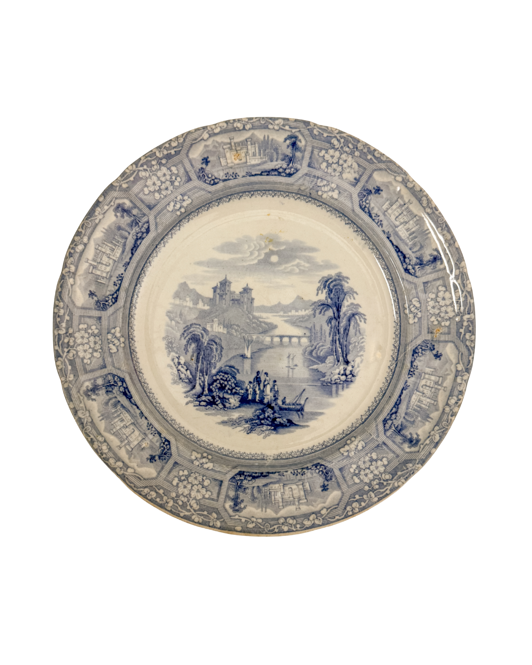 Antique T. J. & J. Mayer Florentine Blue Transferware Plate