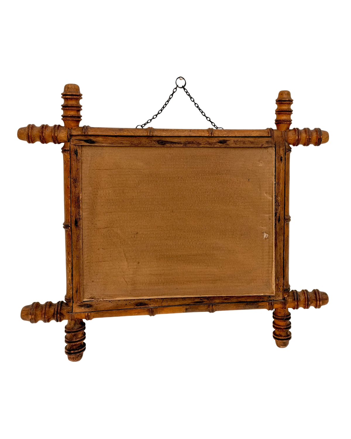 Antique French Faux Bamboo Wooden Wall Mirror