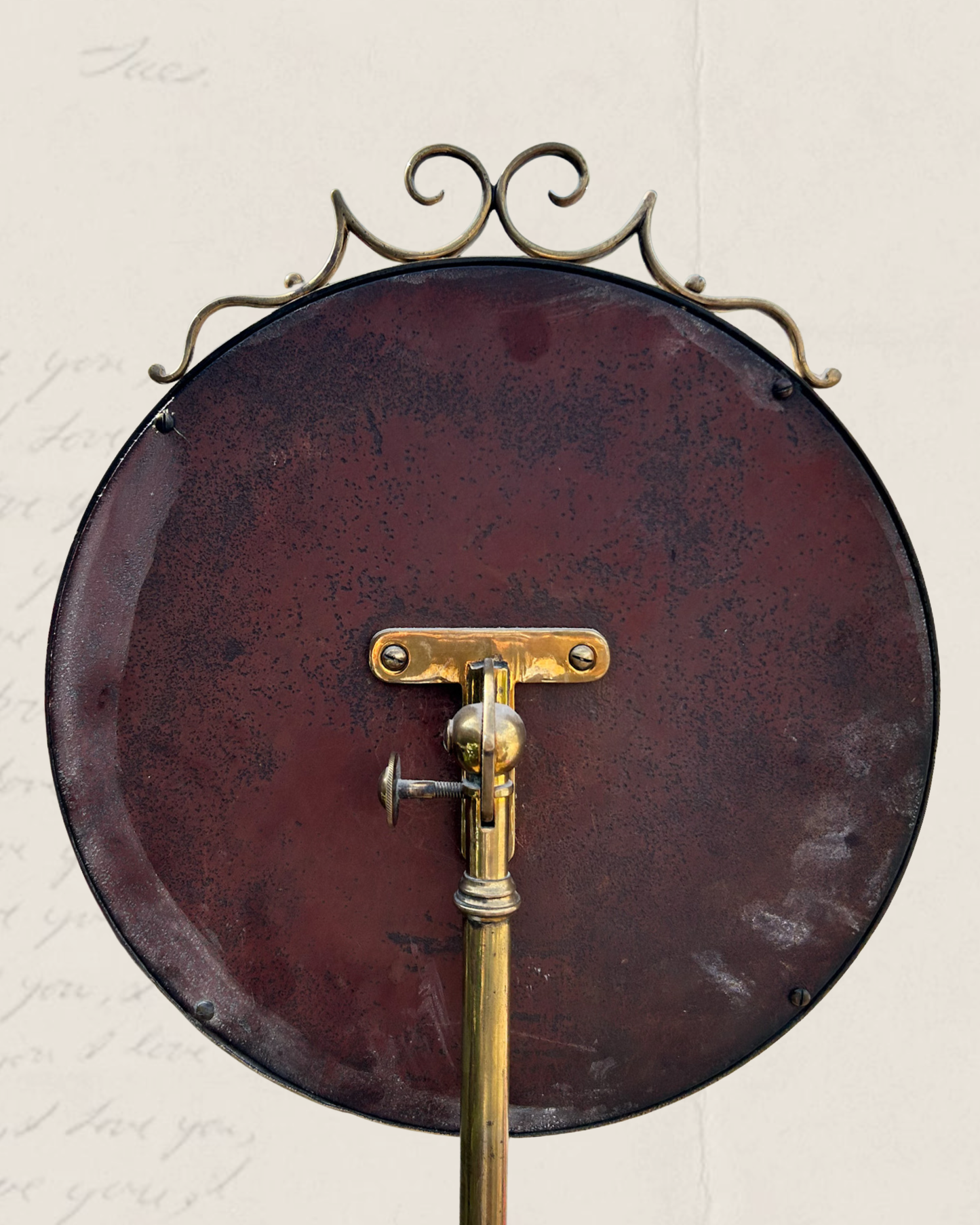 Antique Adjustable Brass Cheval Mirror