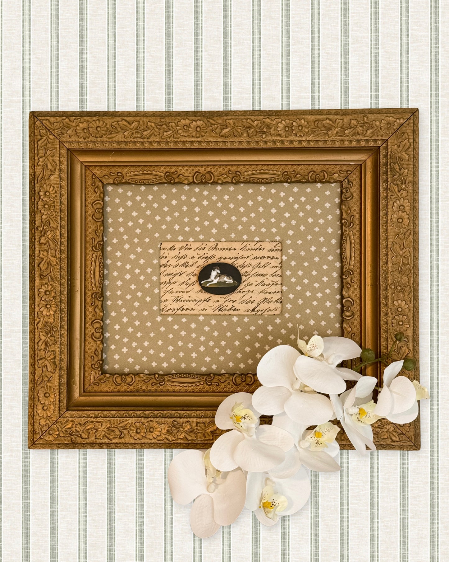 Antique Pietra Dura Whippet/ Greyhound | Custom Framed