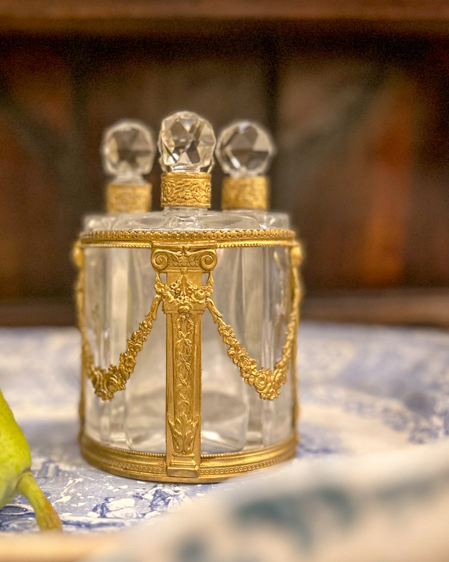Antique 19th Century French Ormolu Empire Four Perfume Bottle Set