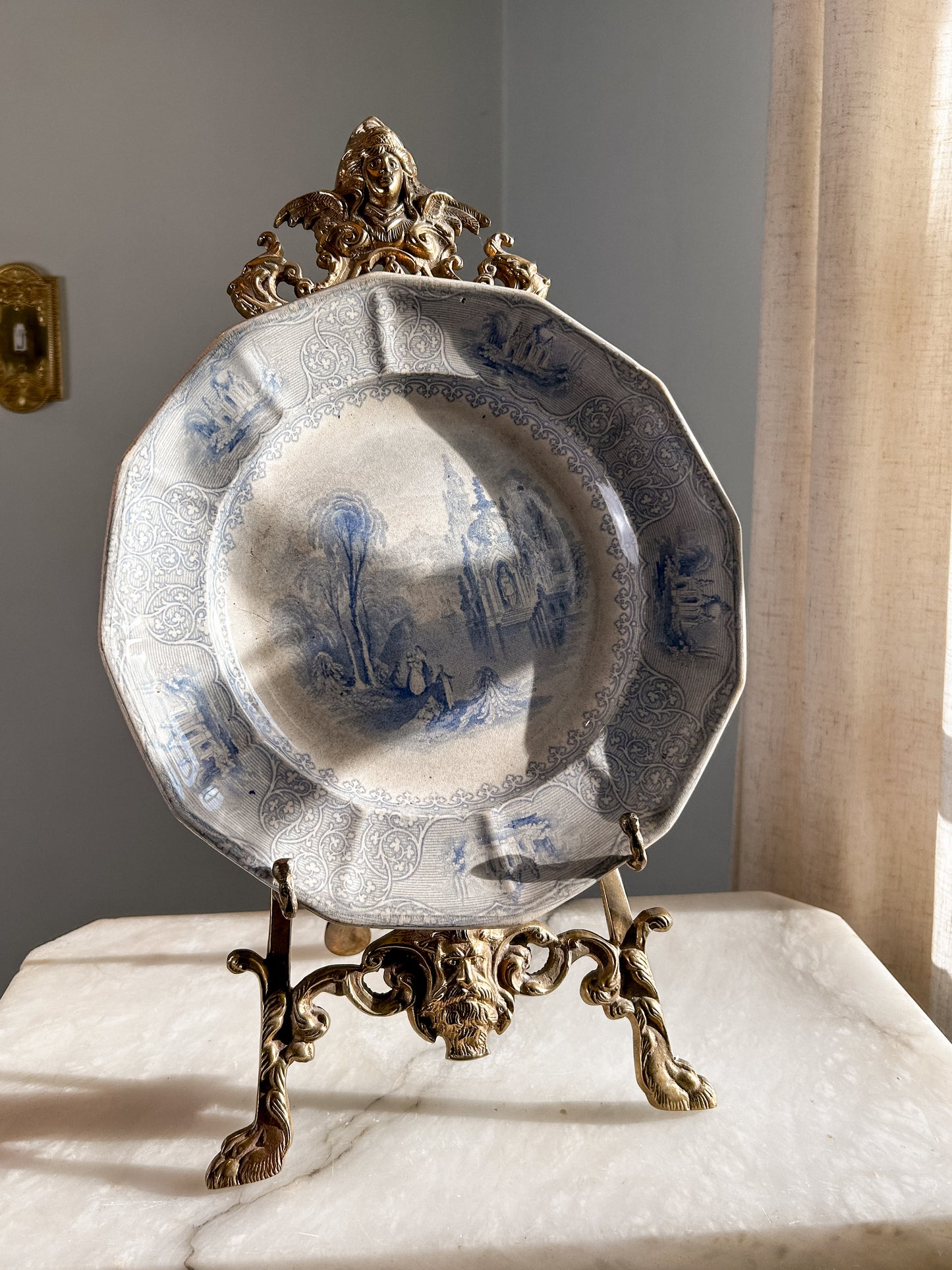 Antique English Blue & white transferware plate