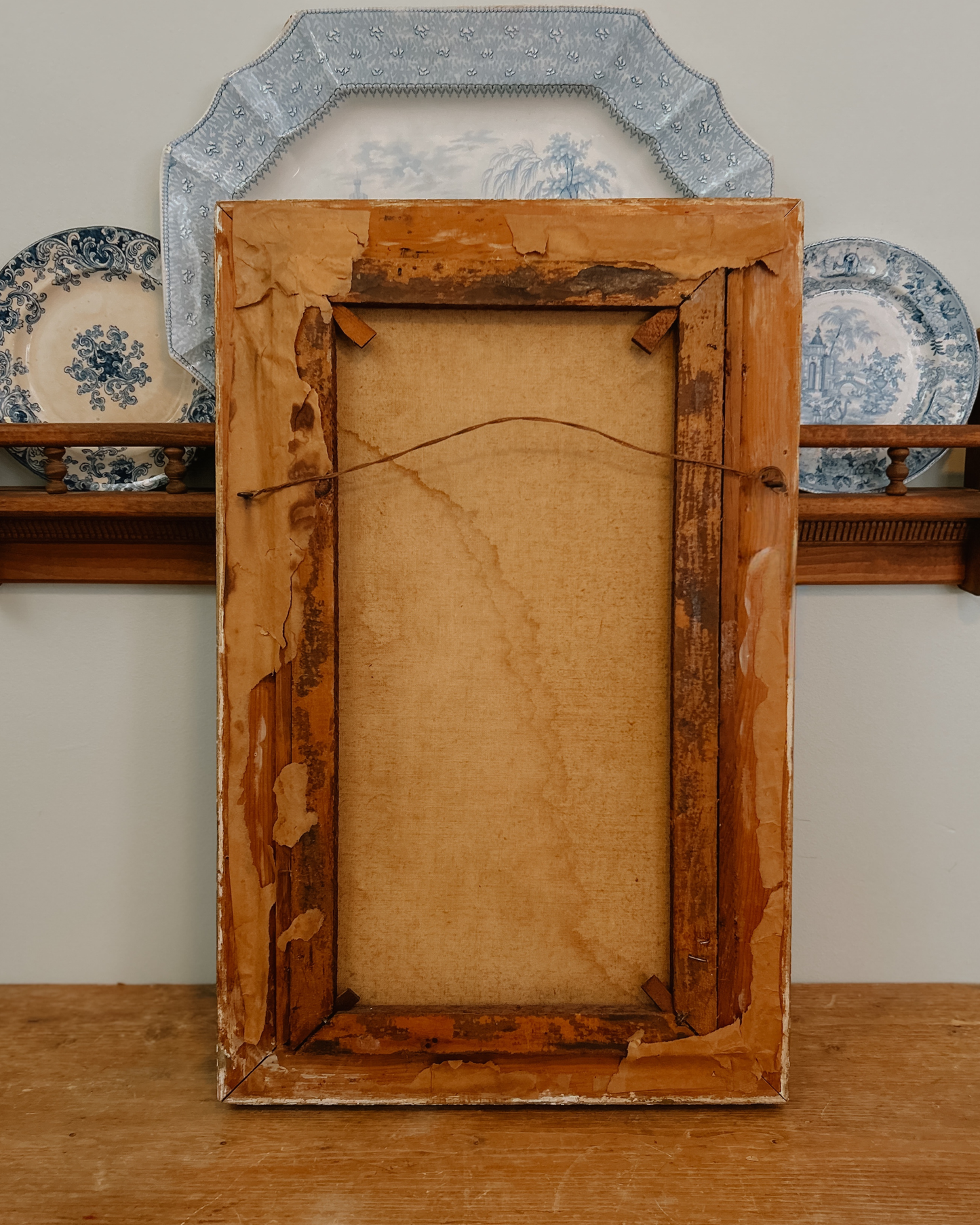 19th Century oil on canvas depicting a vertical cluster of white water lilies