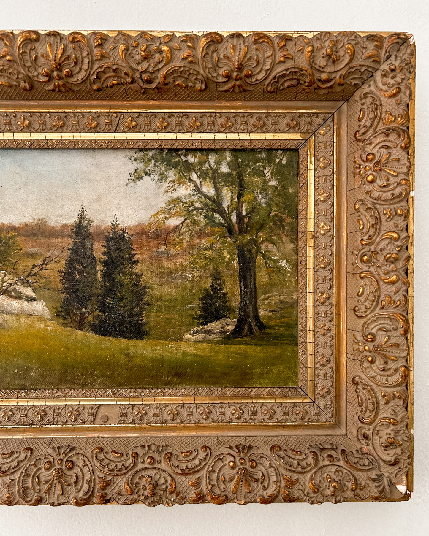 Antique Oil on Canvas Landscape Painting Signed Dewolt or Dewolf, Dated 1894