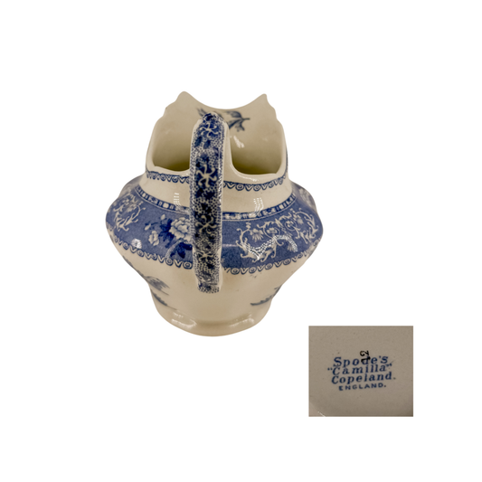 Antique English Blue Creamer Pitcher | Spode's "Camilla" Pattern