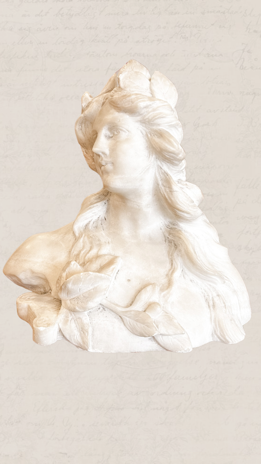 Antique Alabaster Bust with Laurel Leaf Crown