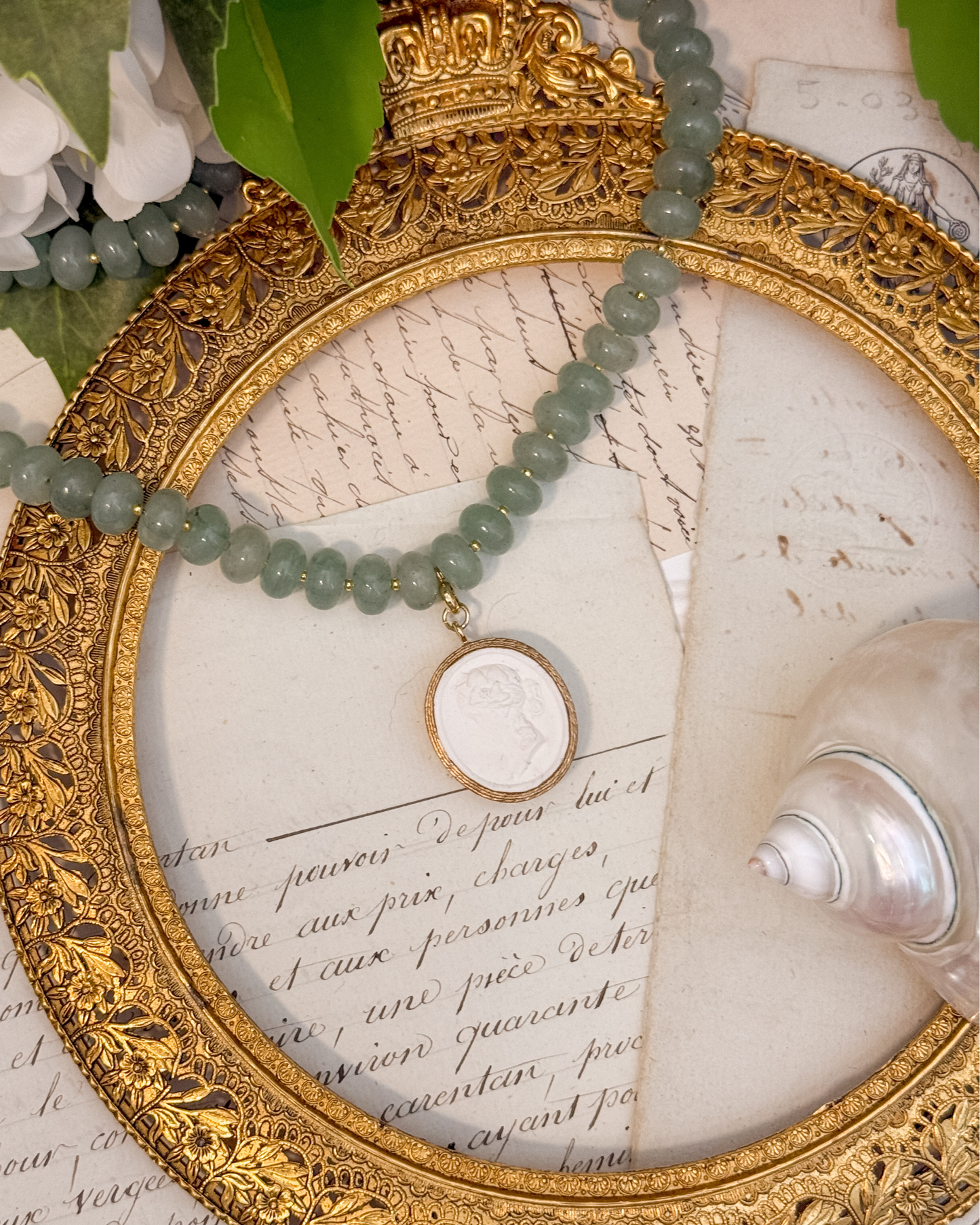 Intaglio Grove Gemstone Necklace | English Garden Collection | Sweet Pea