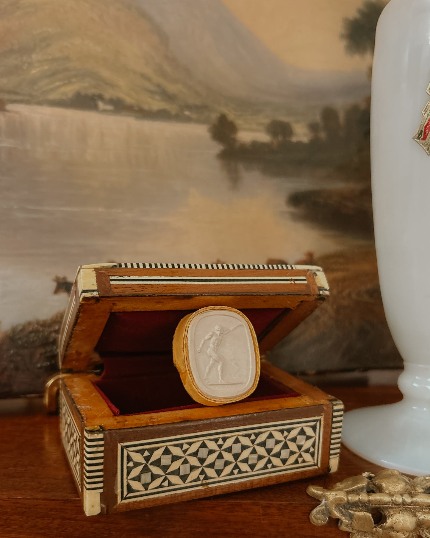 Mother of Pearl box & Authentic Grand tour intaglio