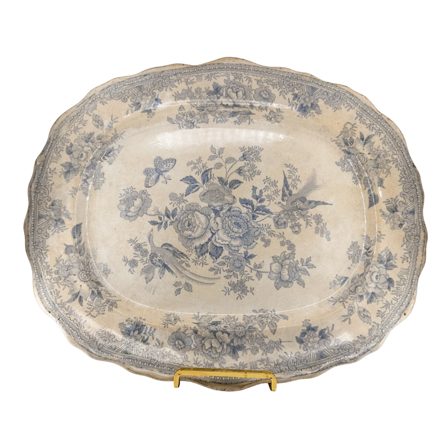 Antique Asiatic Pheasant Platter | Hairlines + chip