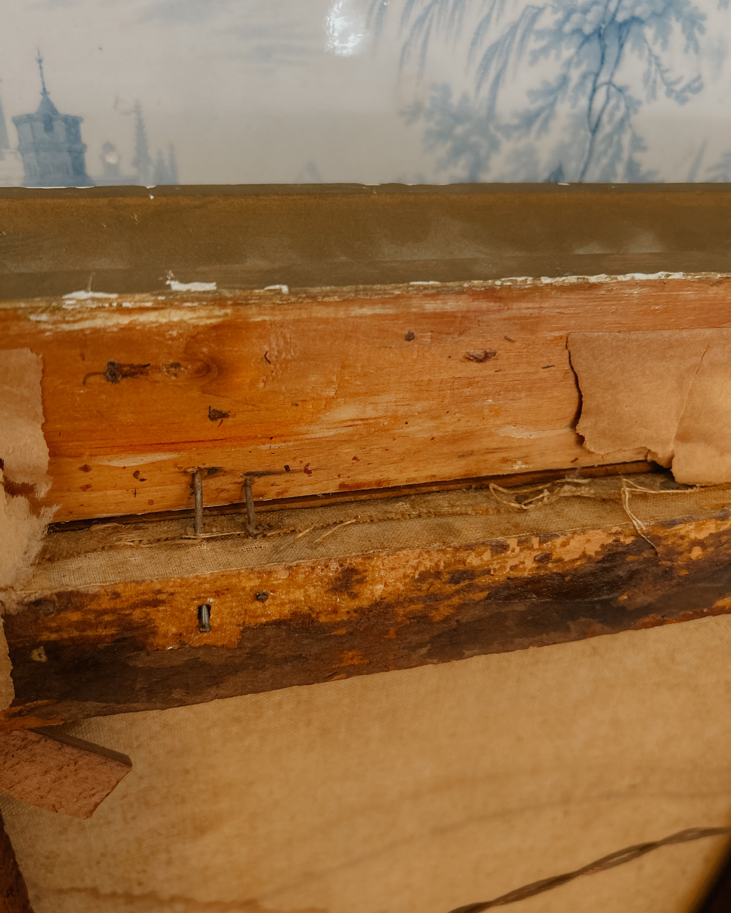 19th Century oil on canvas depicting a vertical cluster of white water lilies