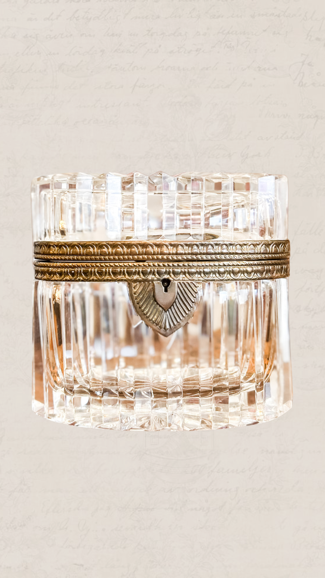 Antique French Crystal Casket with Bronze Mount
