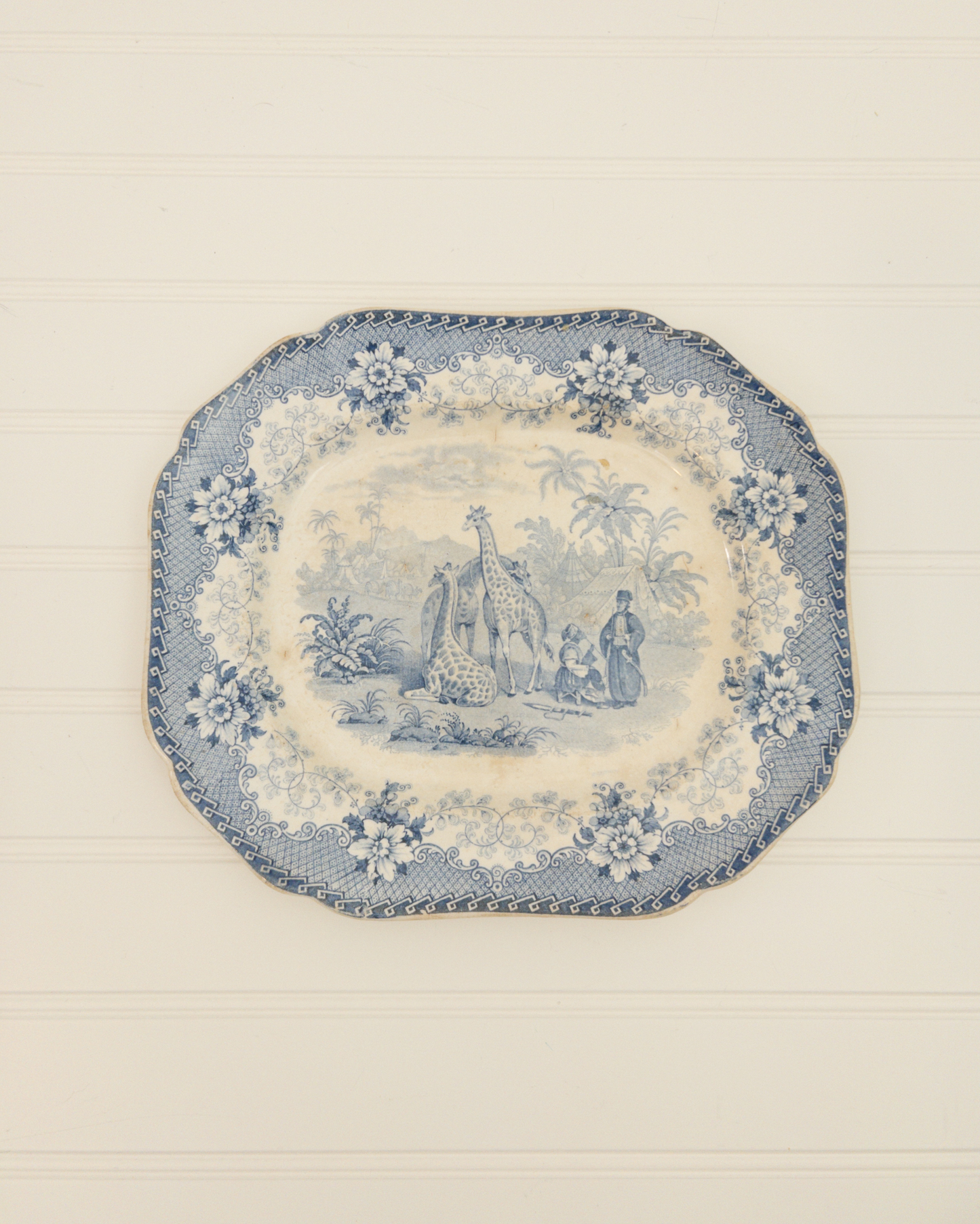 Antique Giraffe Transferware Platter