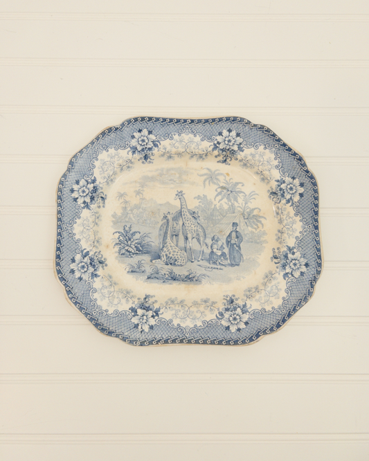 Antique Giraffe Transferware Platter
