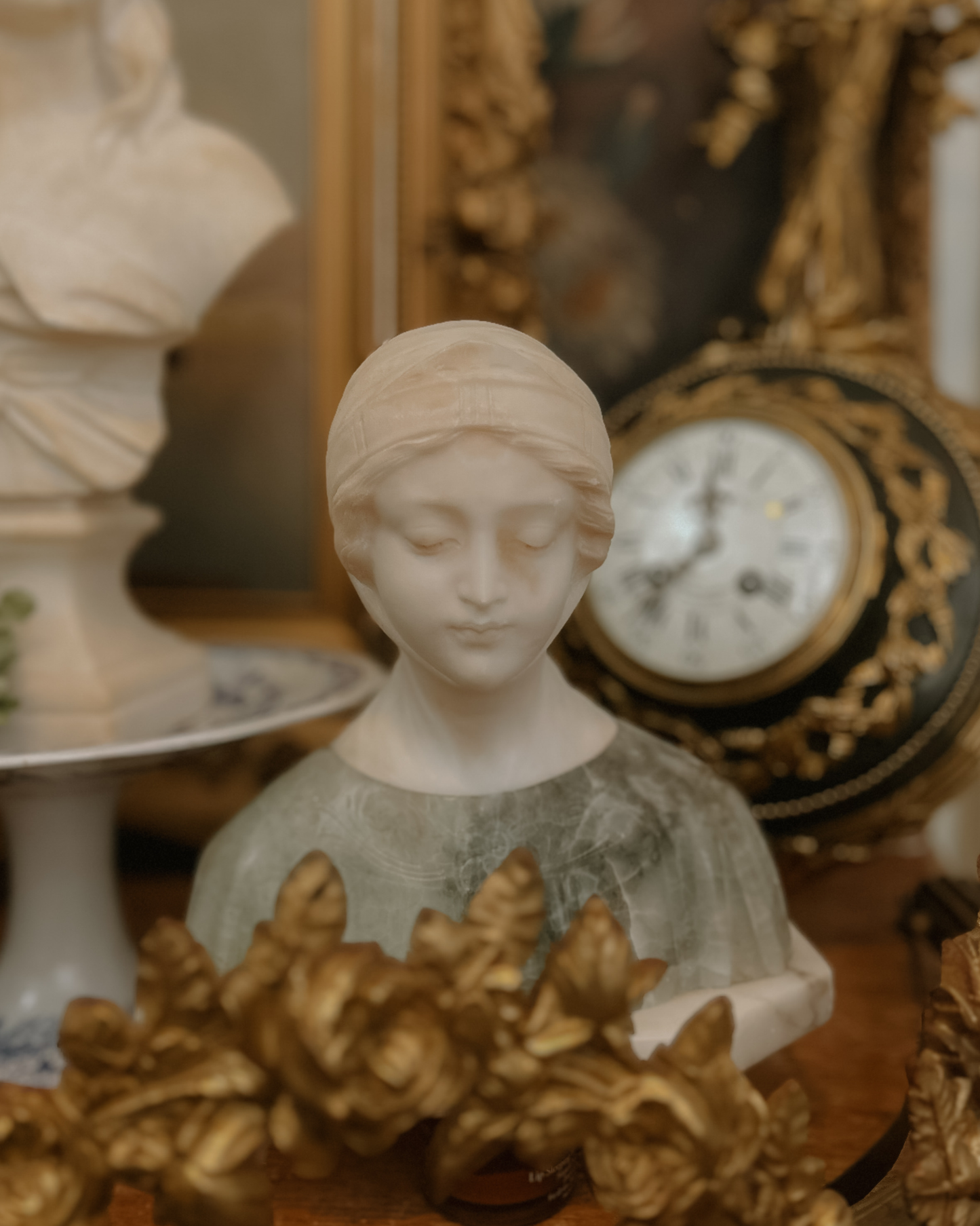 Italian Alabaster Bust of Beatrice