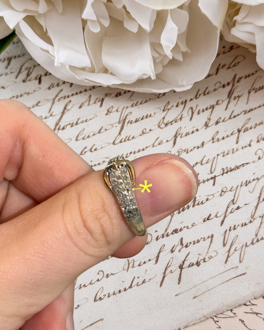 Sterling Silver, 10K Gold & Diamond Buckle Ring