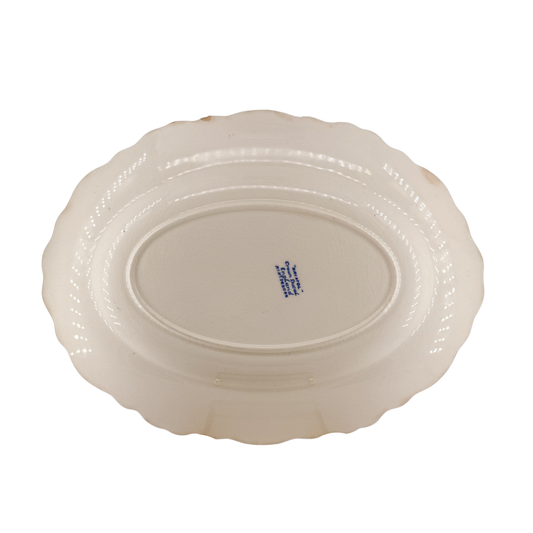 Dark Blue Asiatic Pheasant Scalloped Platter