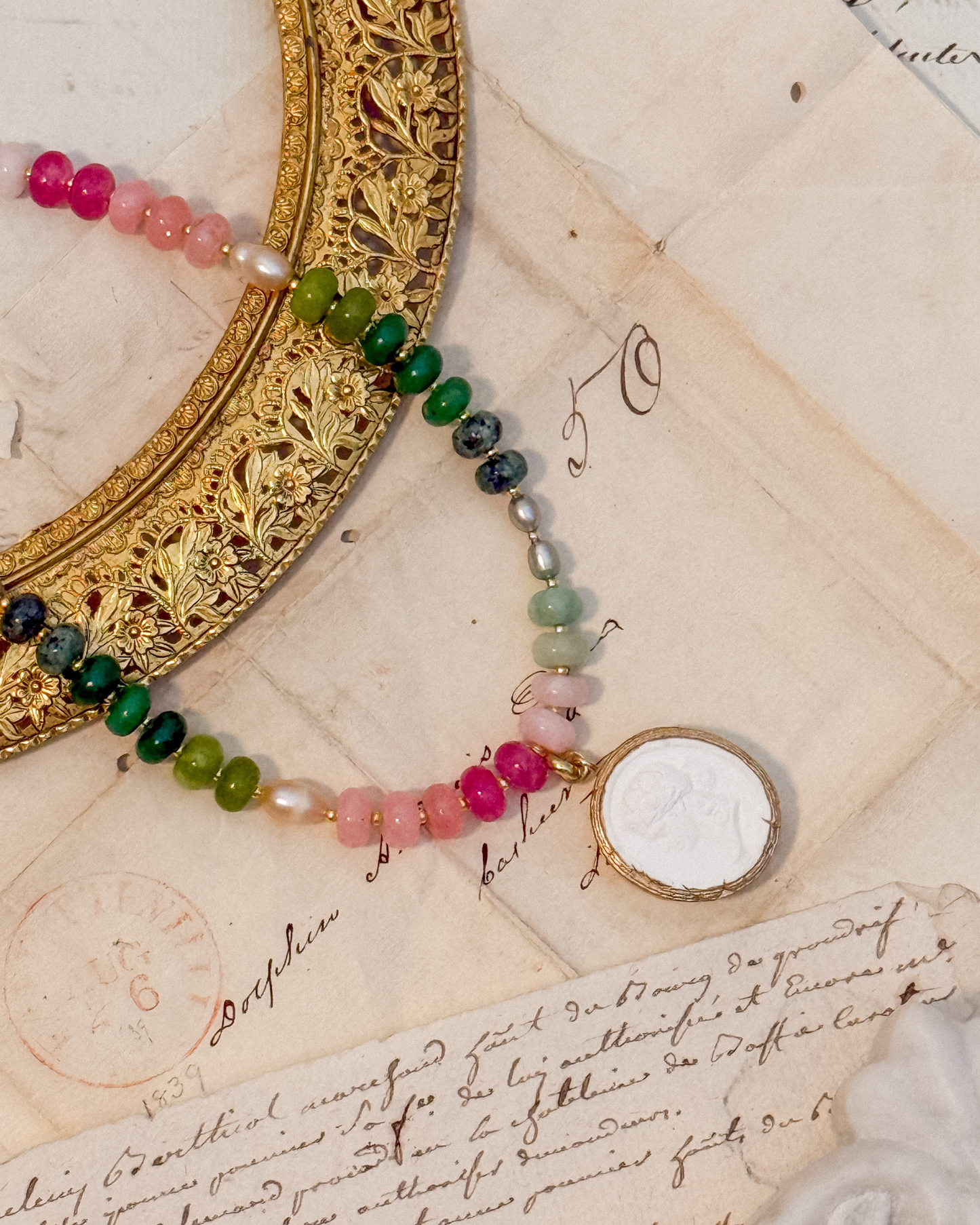 Intaglio Grove Gemstone Necklace | English Garden Collection | Wild Strawberry
