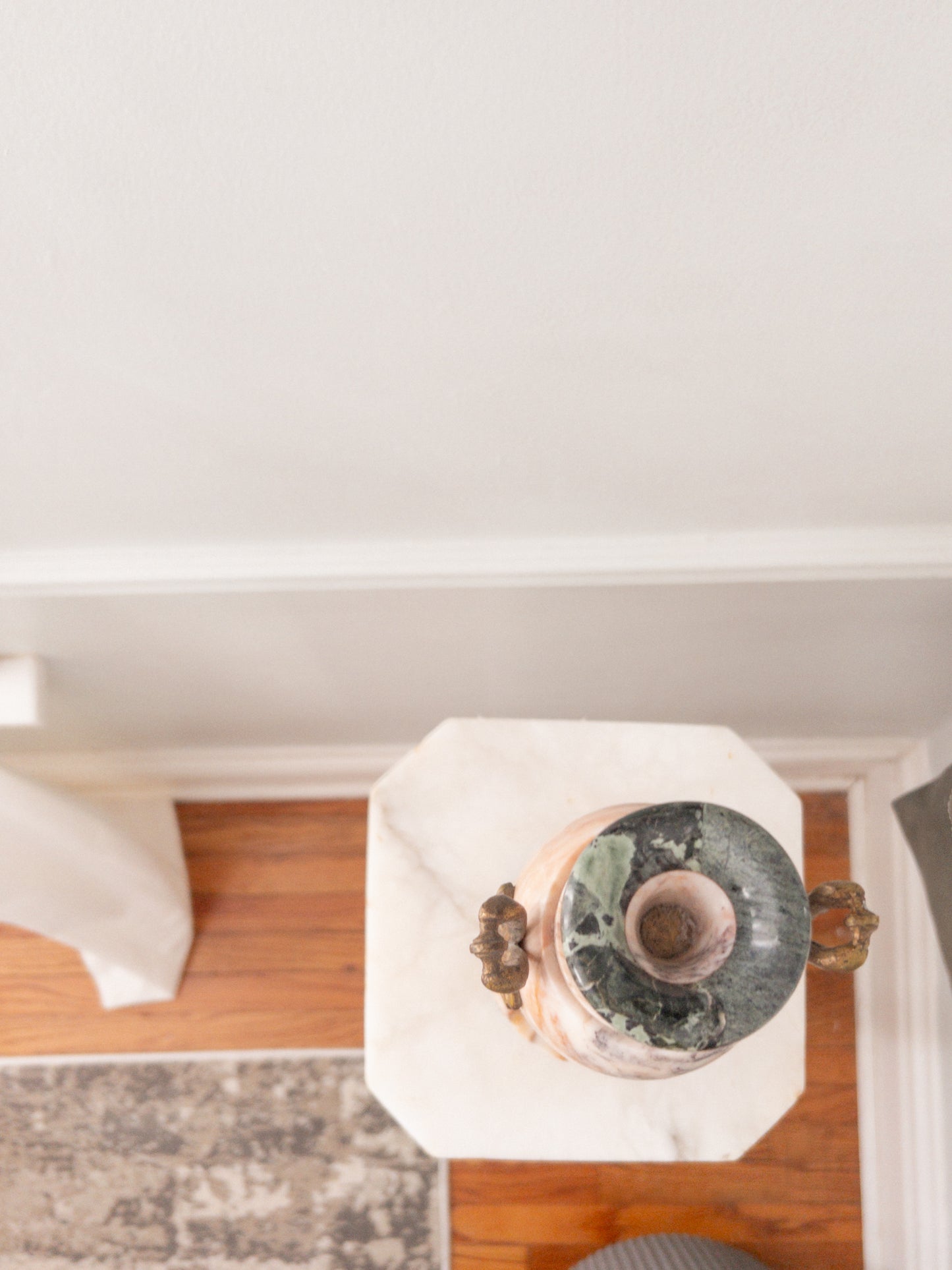 Pair of Marble Cassolettes with Bronze Handles