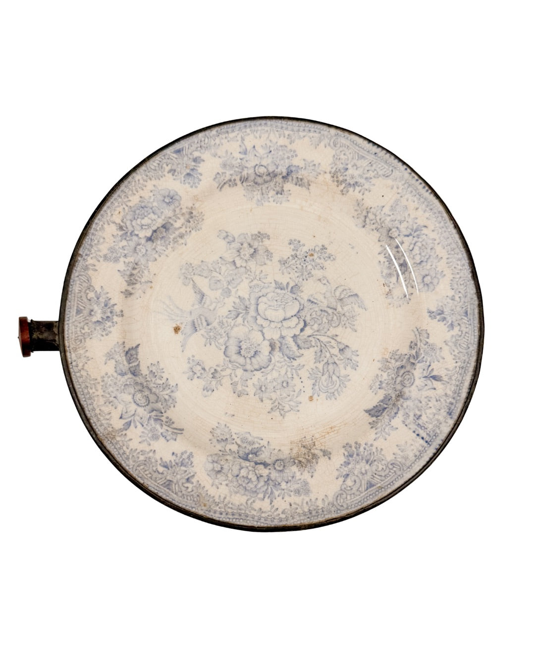 Antique English Asiatic Pheasant Transferware Plate Warmer
