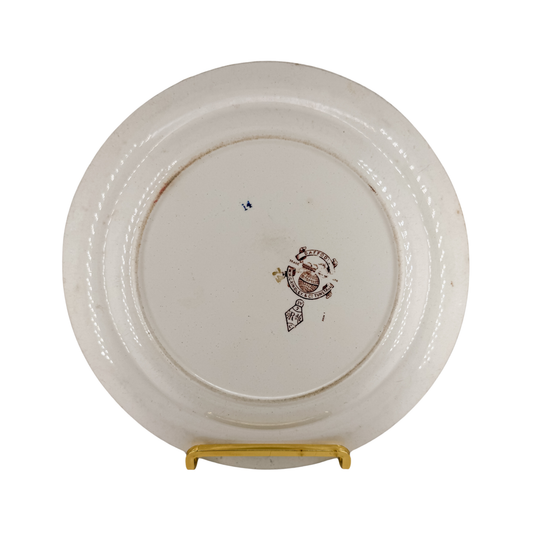 Antique Brown Transferware Plate | Daffodil Pattern