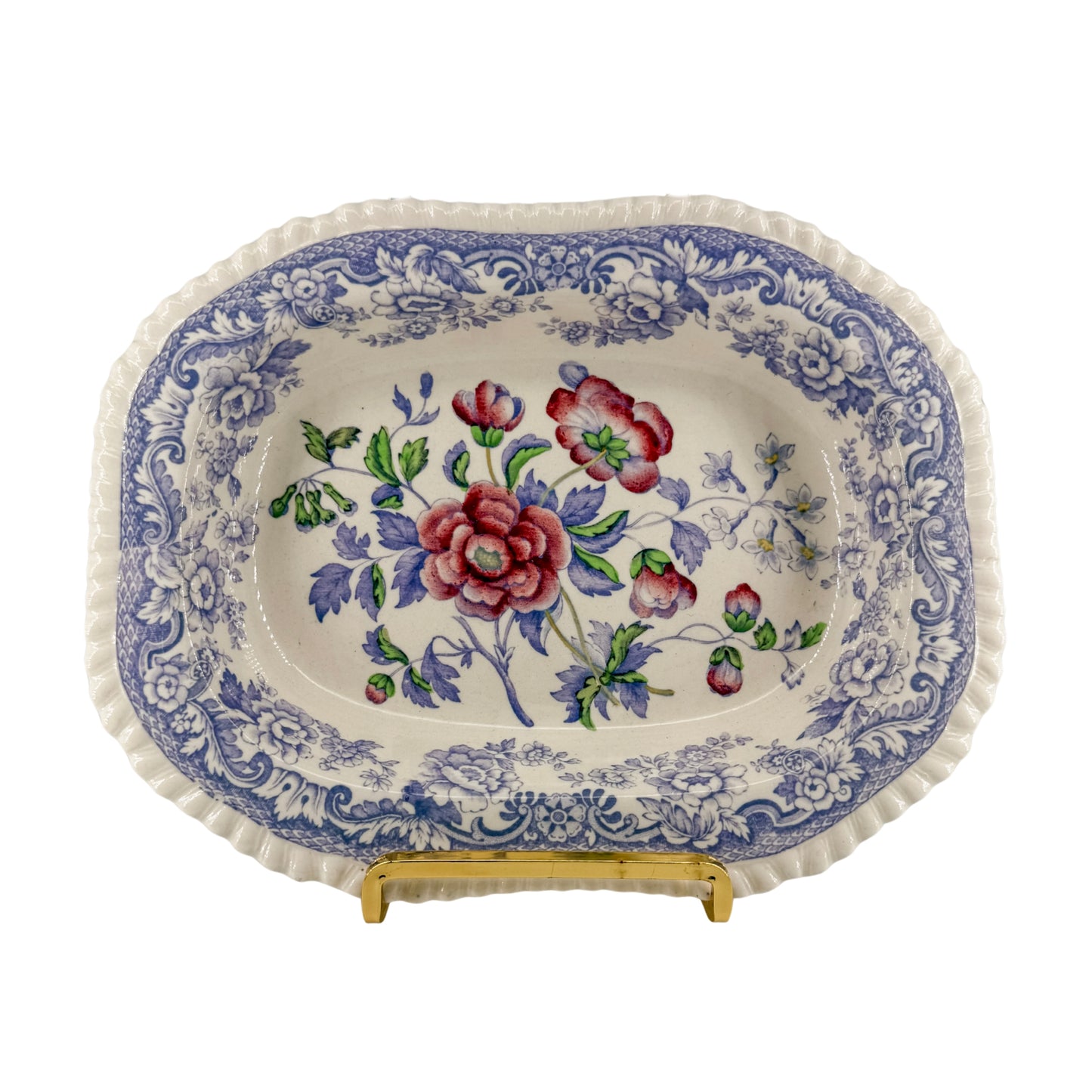 Antique Spode Mayflower Polychrome Transferware Dish