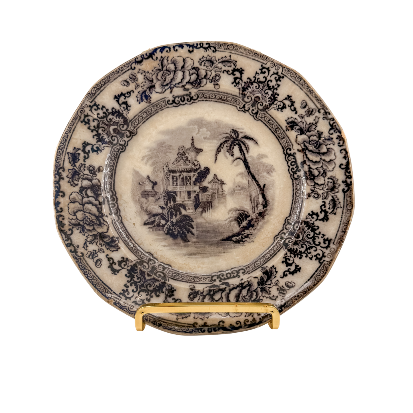 Antique Flow Black Transferware Plate | Cyprus Pattern