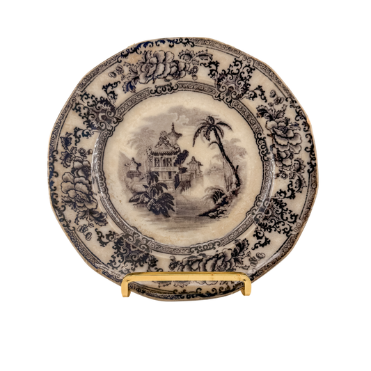 Antique Flow Black Transferware Plate | Cyprus Pattern
