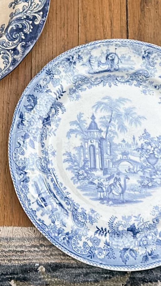 Antique English Blue & White Plate