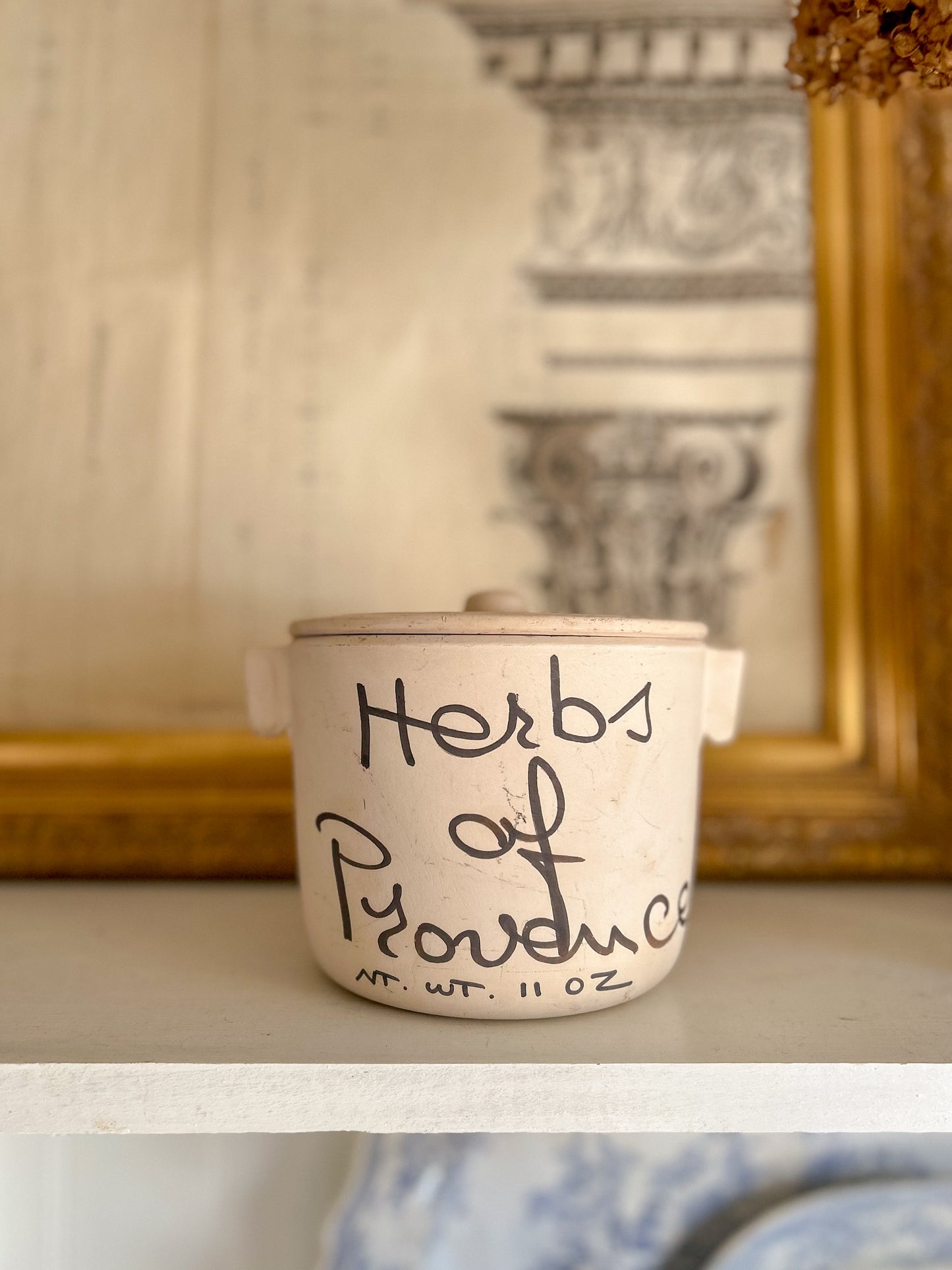 Vintage French “Herbes de Provence” Pot with Lid *chip on lid