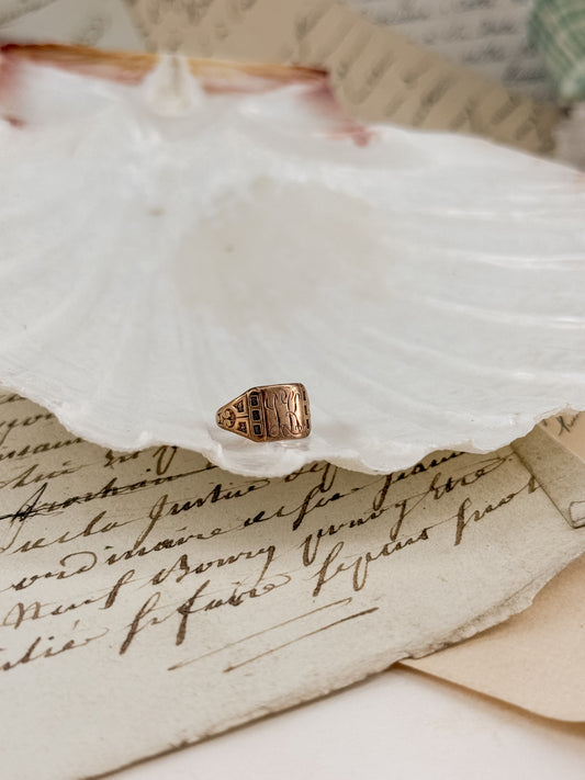 Antique 10kt Baby Ring | Engraved LK | Size 1