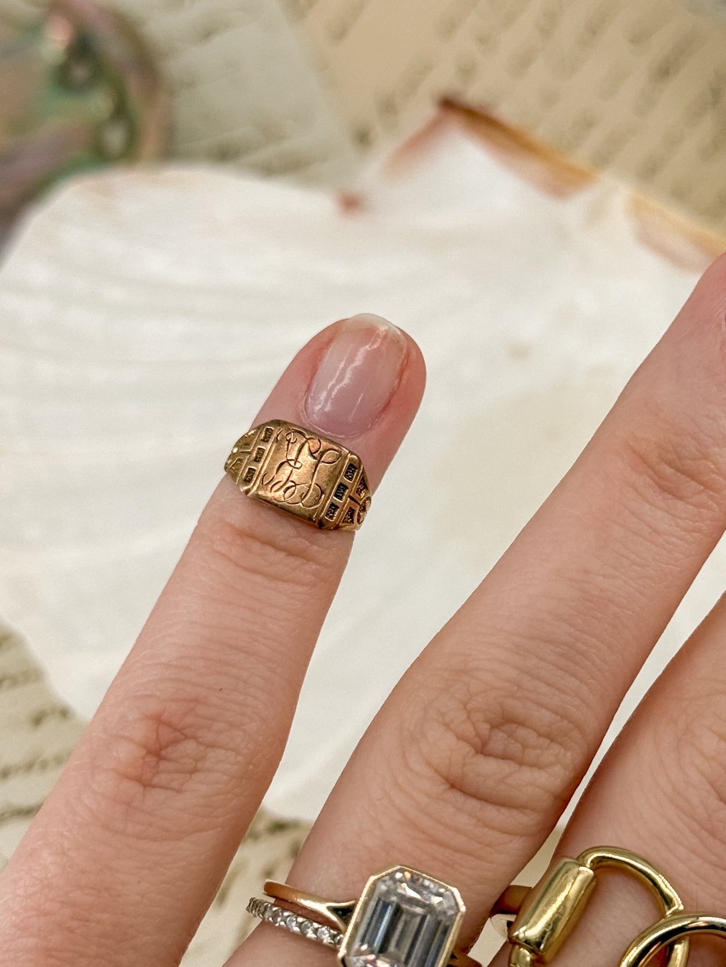 Antique 10kt Baby Ring | Engraved LK | Size 1
