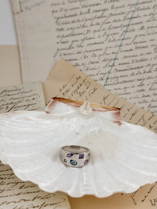 Vintage Sterling Ring with Multi-Shaped Stones | Size 10.5