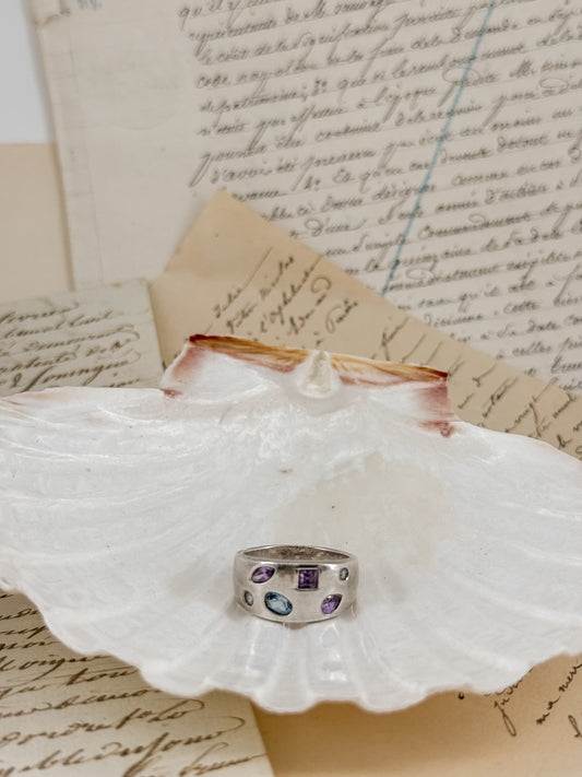Vintage Sterling Ring with Multi-Shaped Stones | Size 10.5