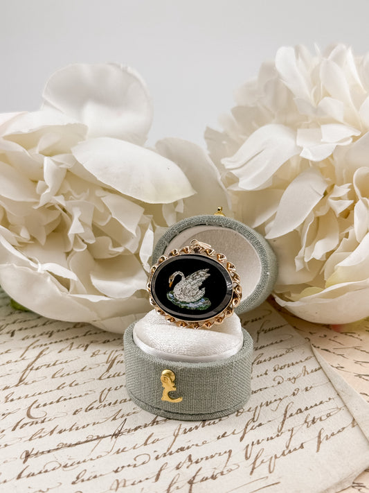 Antique Grand Tour Swan Micromosaic Pendant