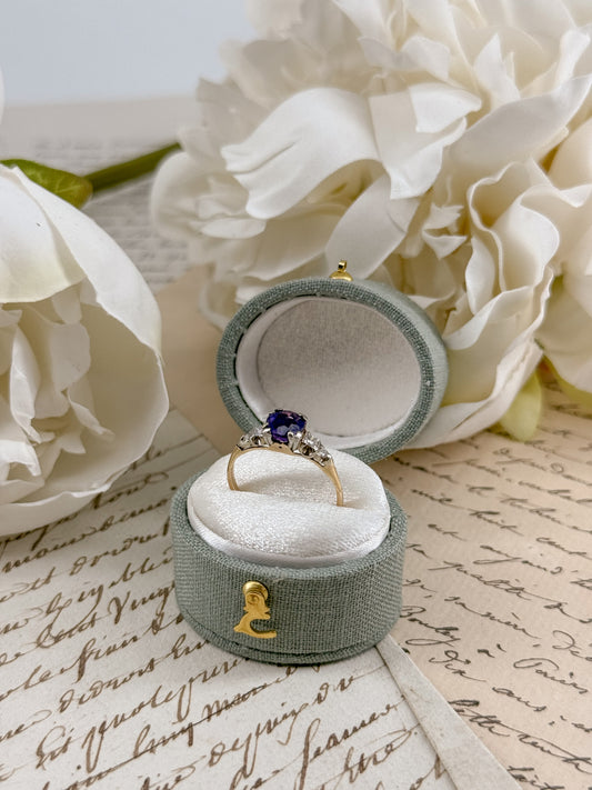 Antique 14K Gold Amethyst & Diamond Ring