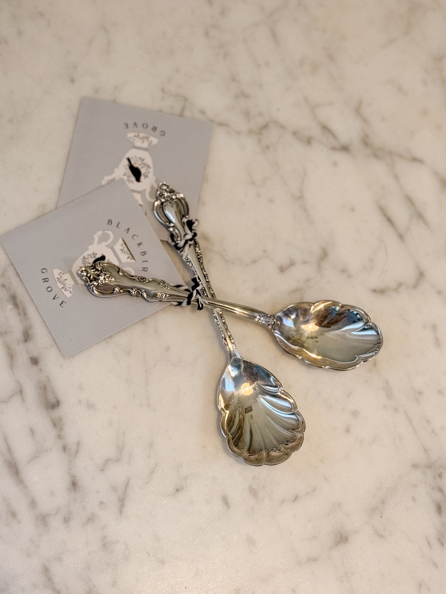 Pair of Vintage Silver Plated Shell Spoons