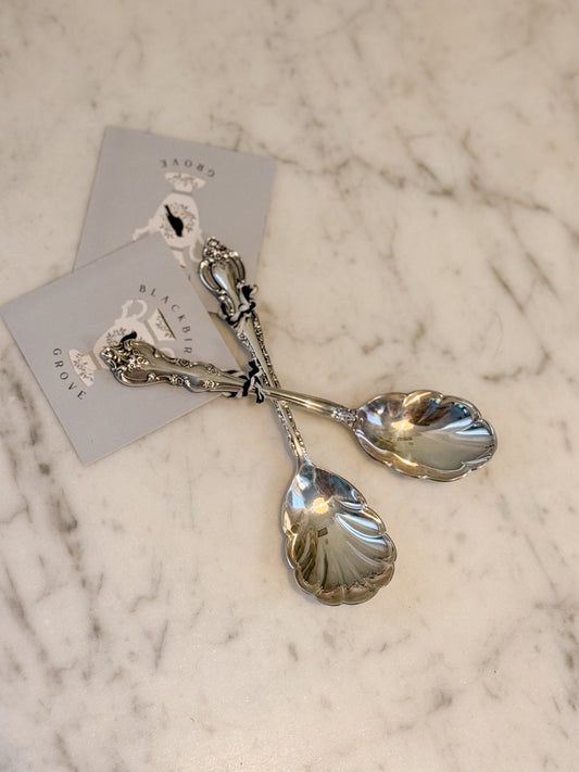 Pair of Vintage Silver Plated Shell Spoons
