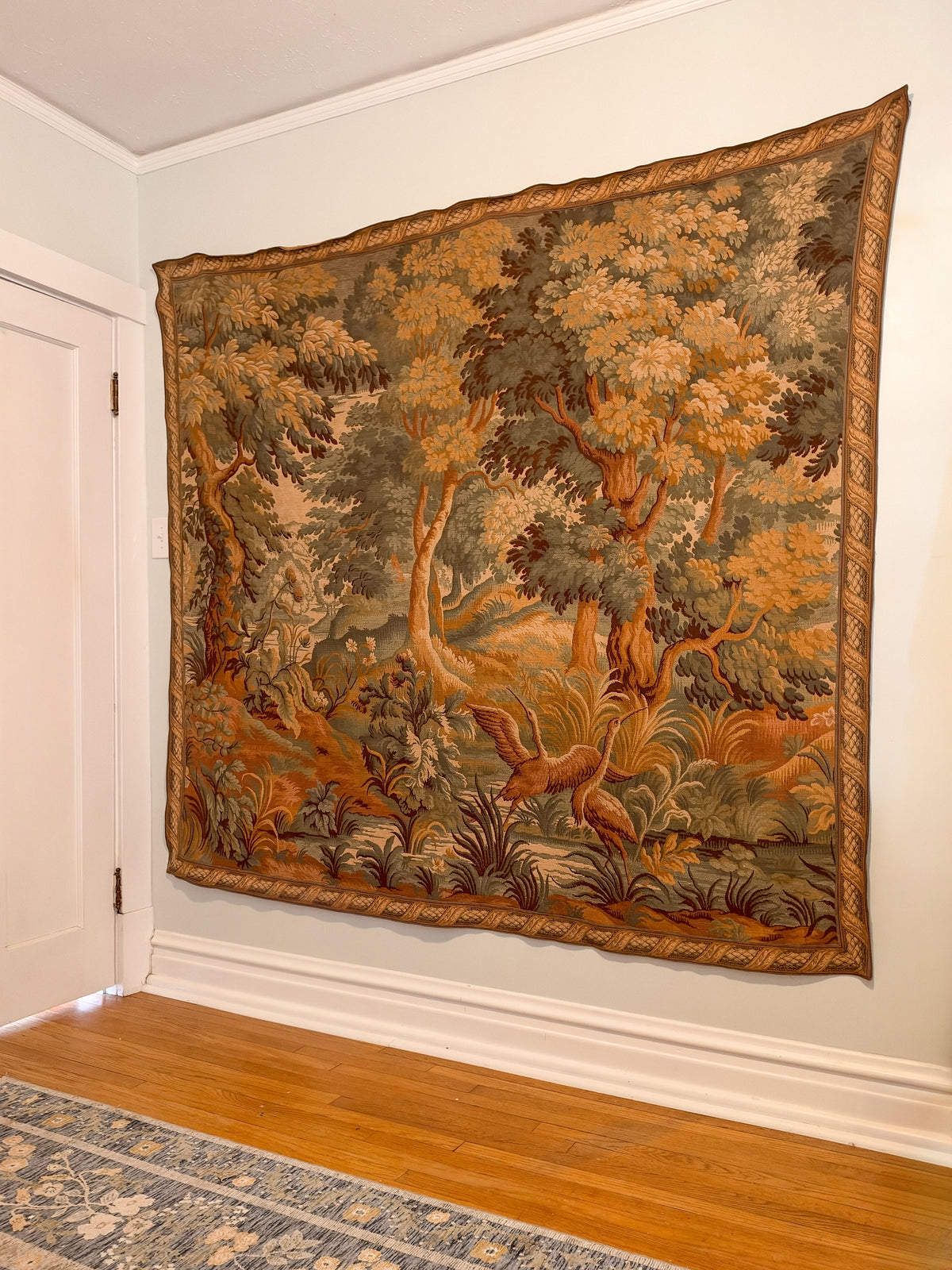 Antique Early 1900s Verdure Tapestry ~76"x74"