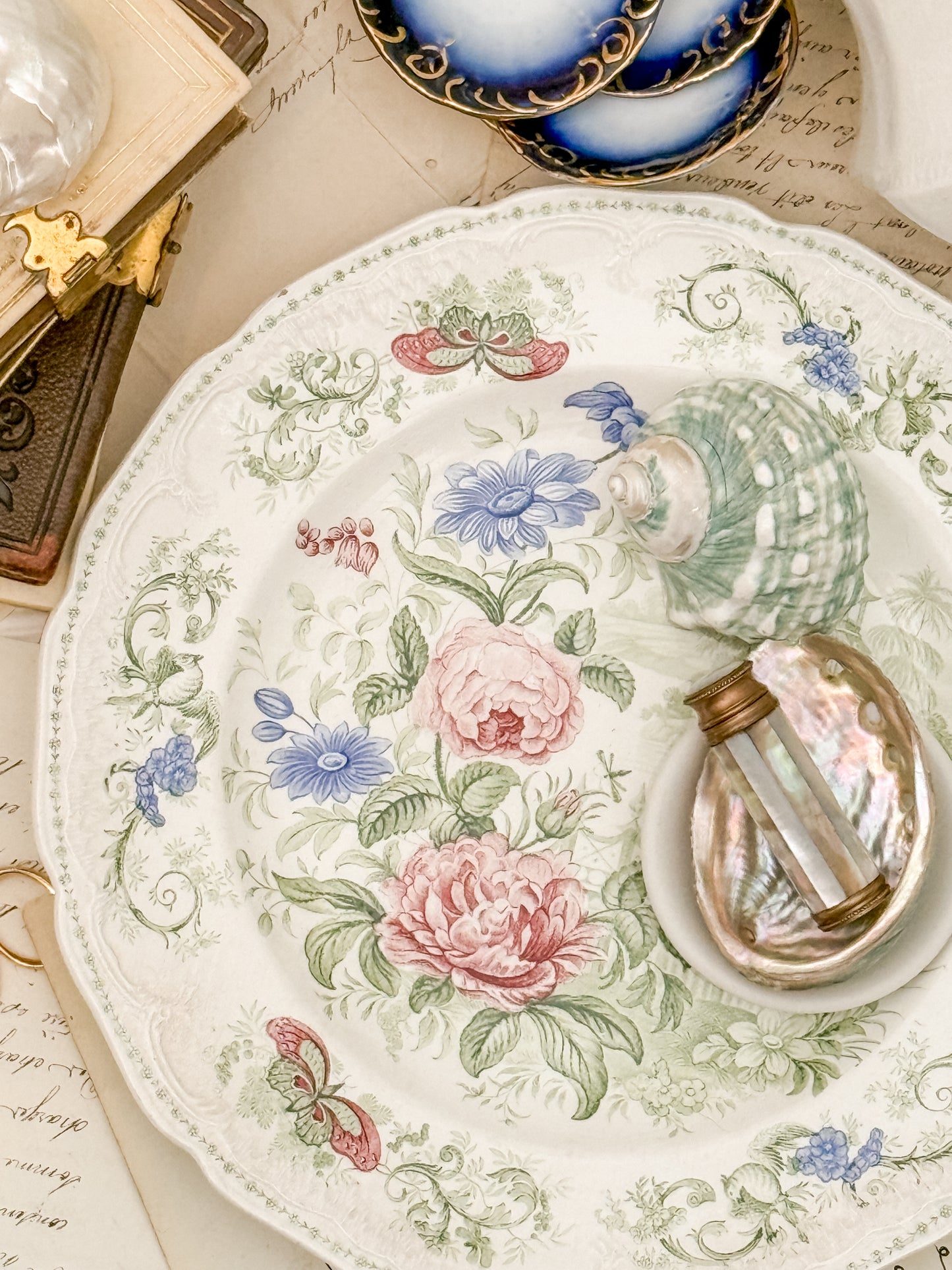 19th Century Polychrome Transferware | "Parterre" Pattern