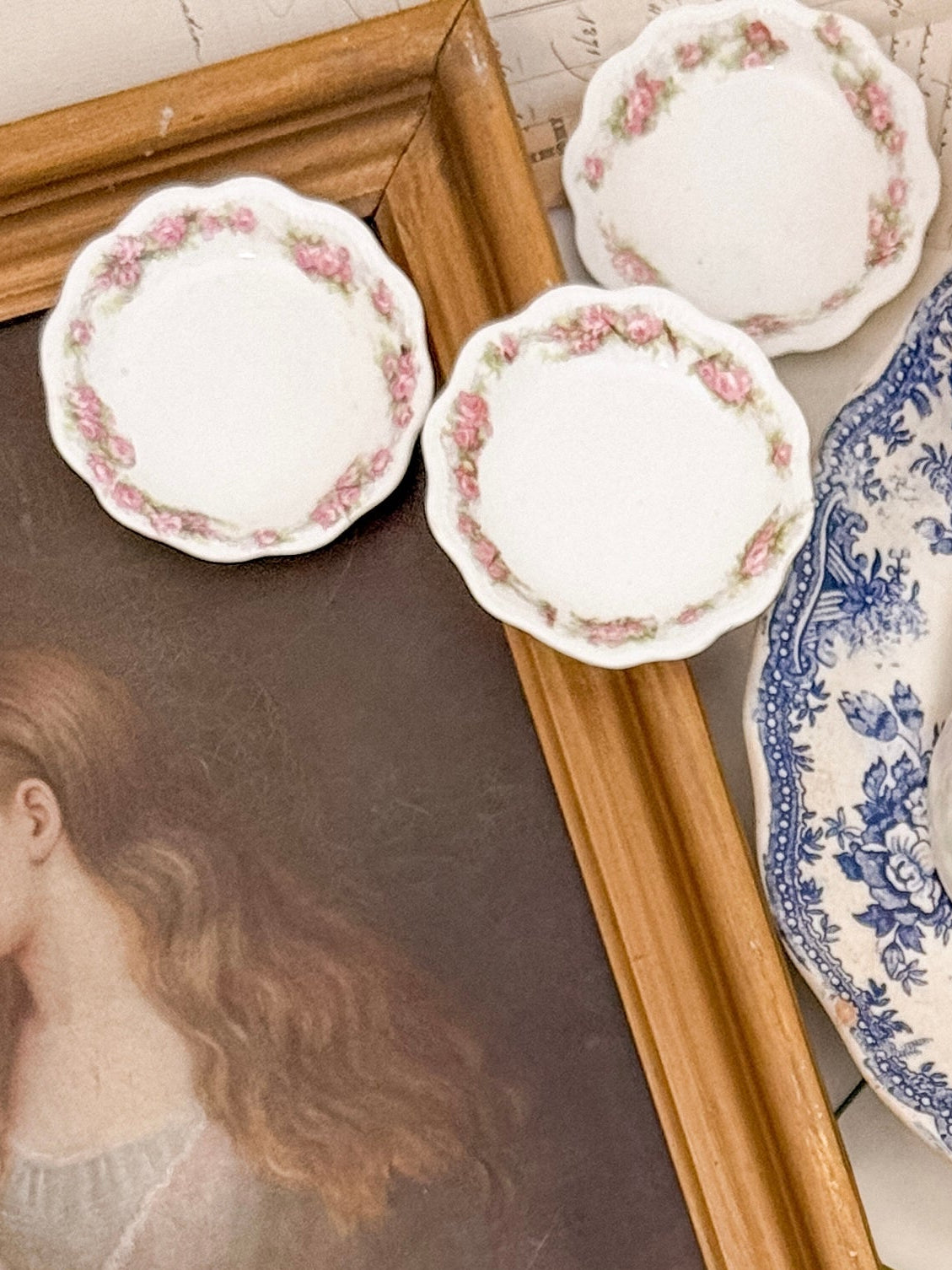Antique Butter Pats with Floral Rim