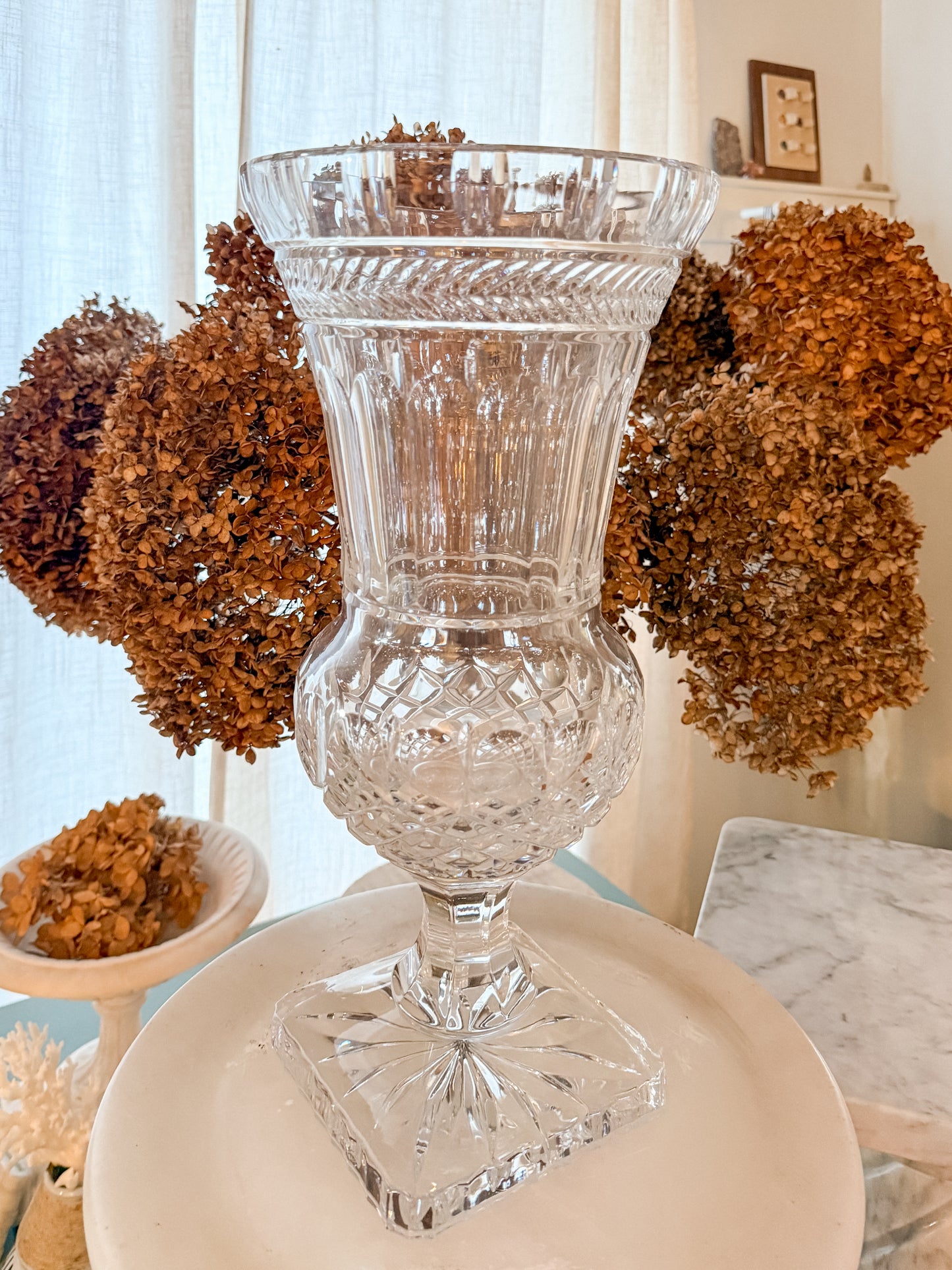 Large Vintage Bombay Cut Crystal Vase