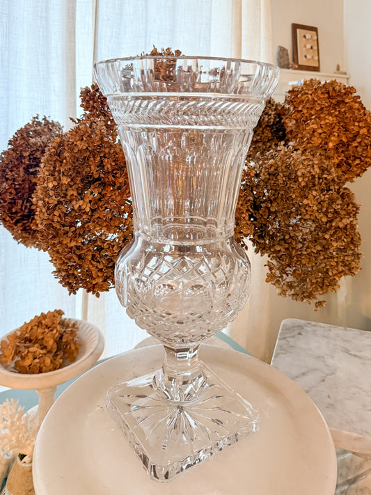 Large Vintage Bombay Cut Crystal Vase
