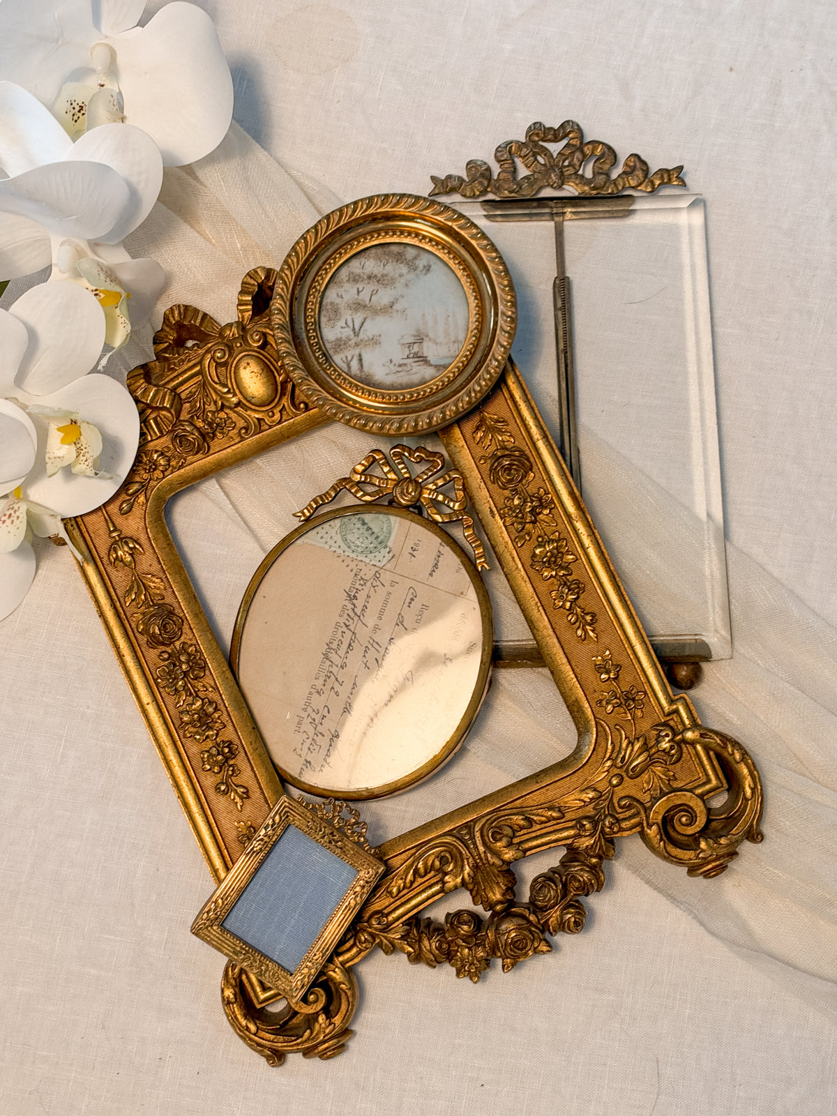 Small French Composite Frame Rose & Cartouche