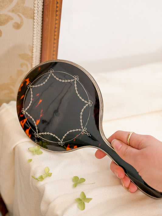 Antique Sterling and Tortoise Hand Mirror