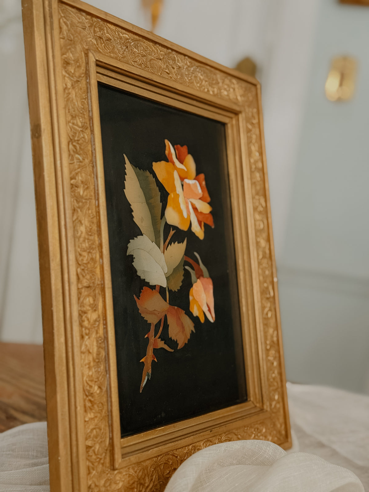 Antique Framed Pietra Dura Plaque