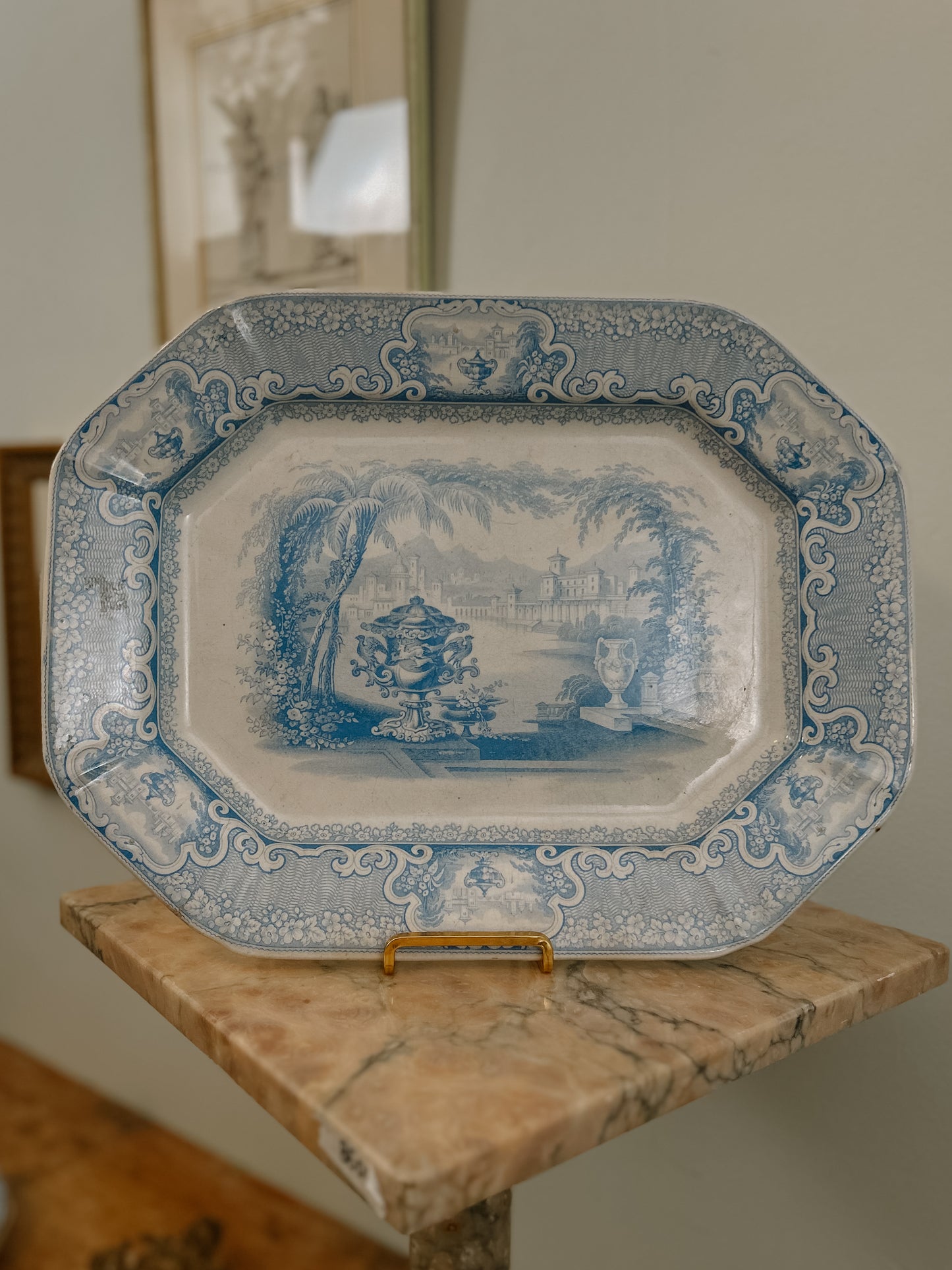 Antique Blue and White Transferware Platter
