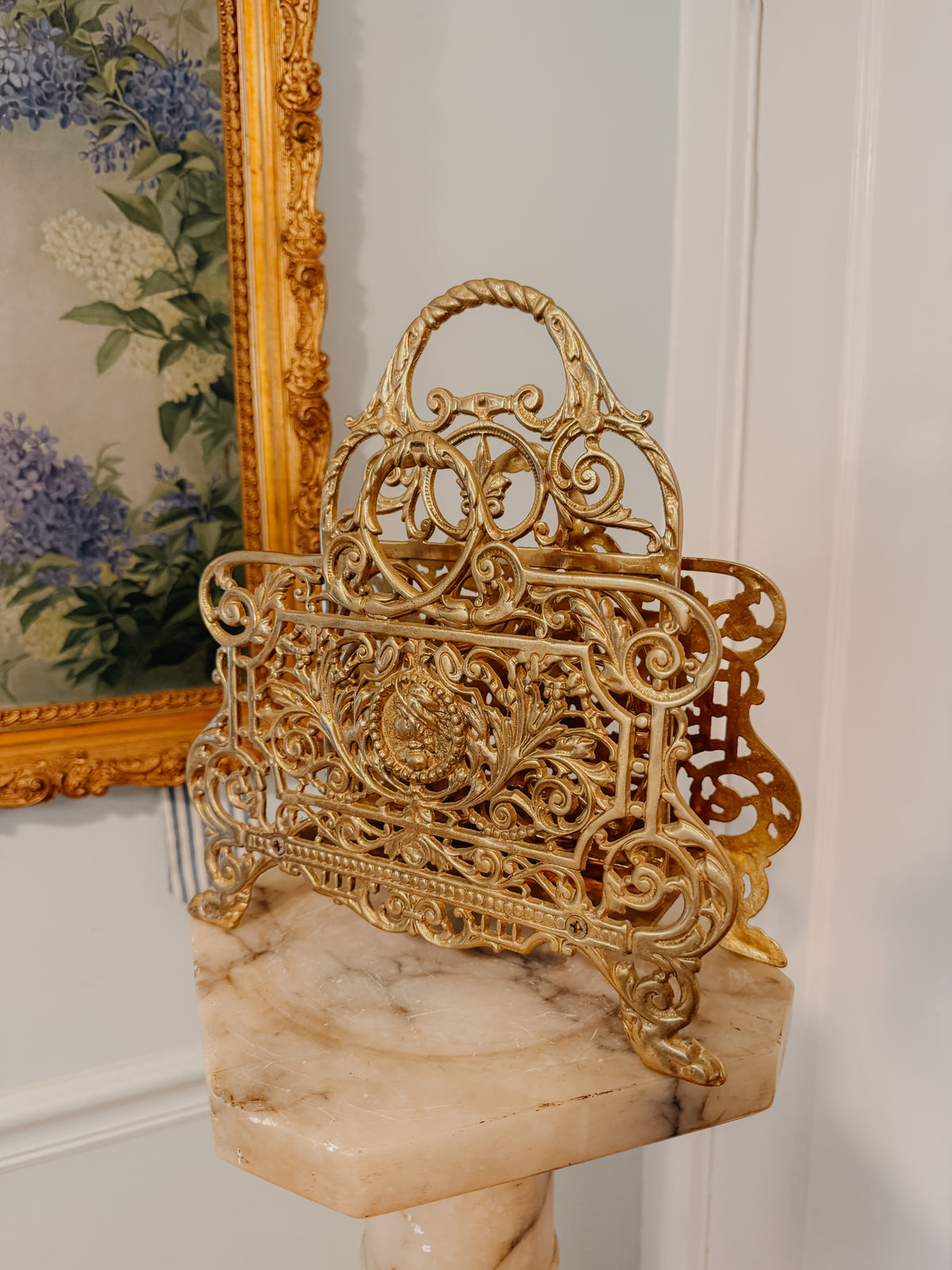 Vintage Brass Magazine Rack