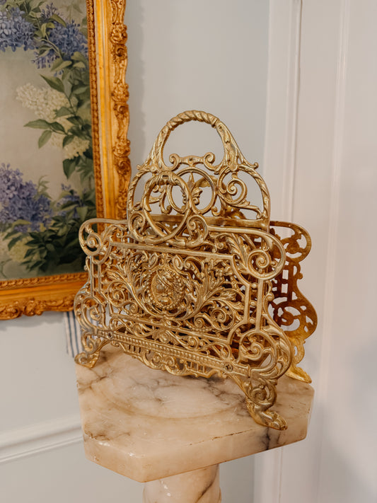 Vintage Brass Magazine Rack